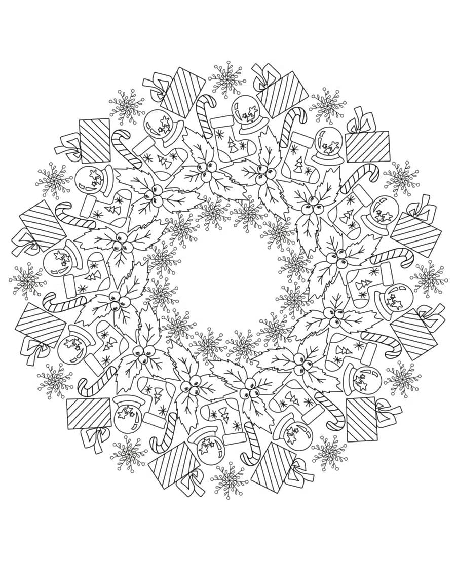 Desenho de Guirlanda de Natal para Crianças de 4 Ano para Colorir