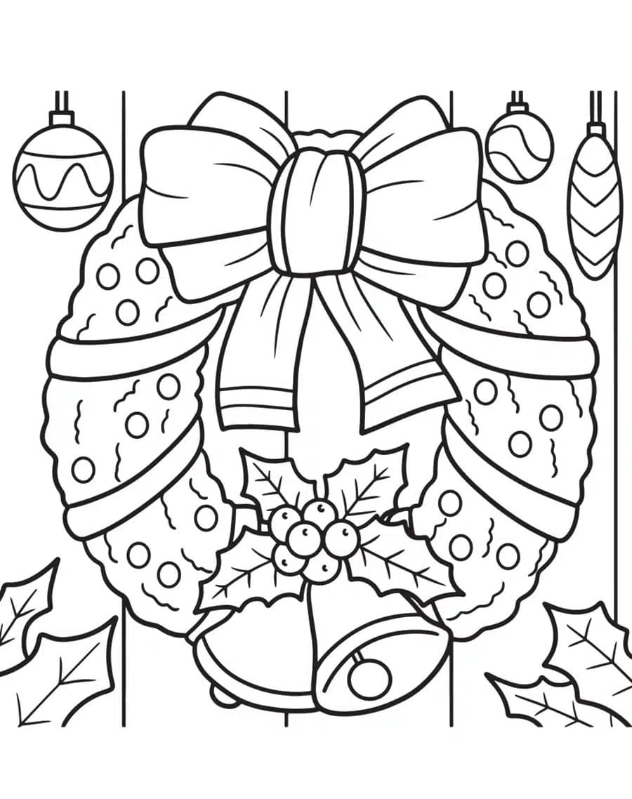 Desenho de Guirlanda de Natal para Crianças de 5 Ano para Colorir