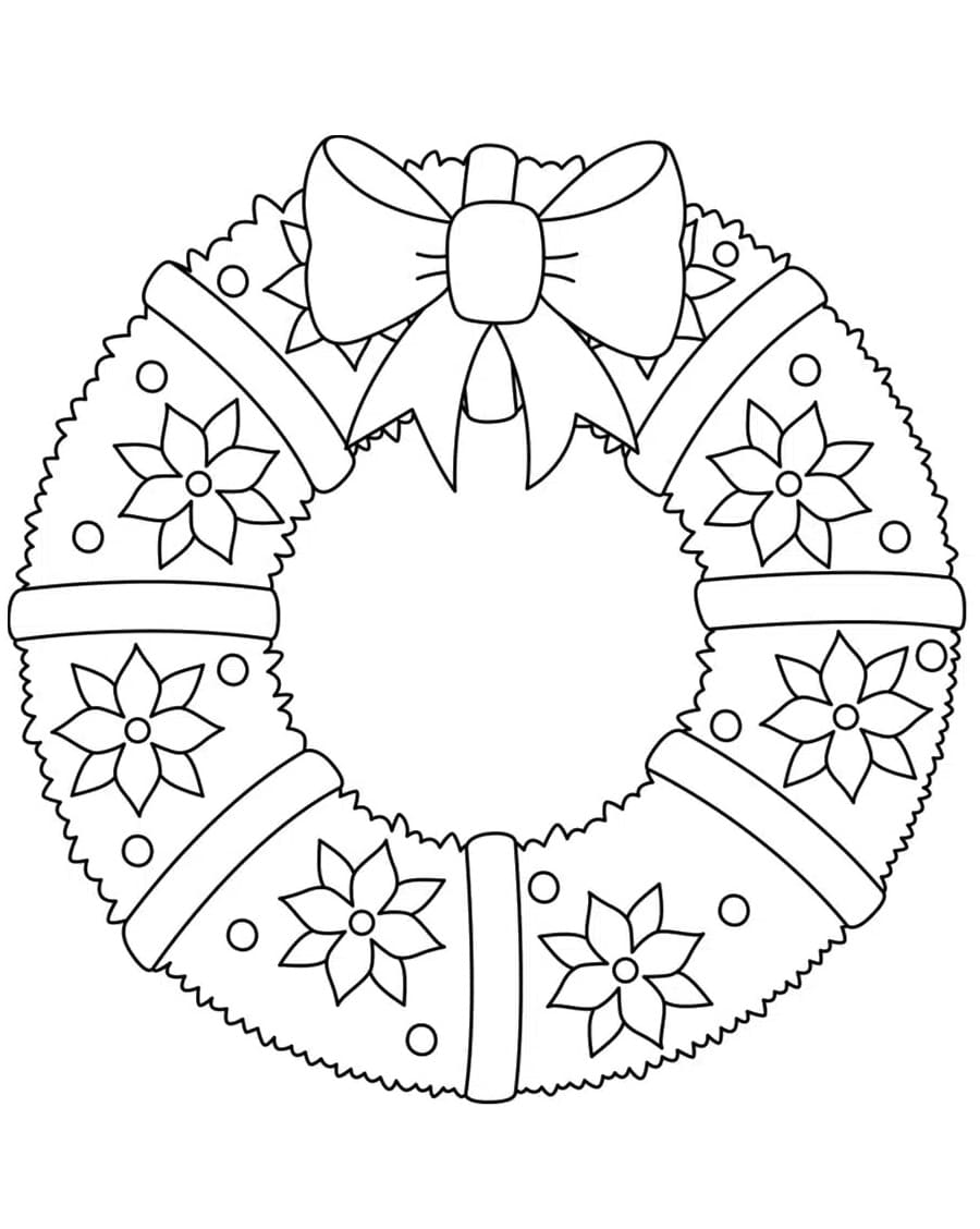 Desenho de Guirlanda de Natal para Crianças de 6 Ano para Colorir