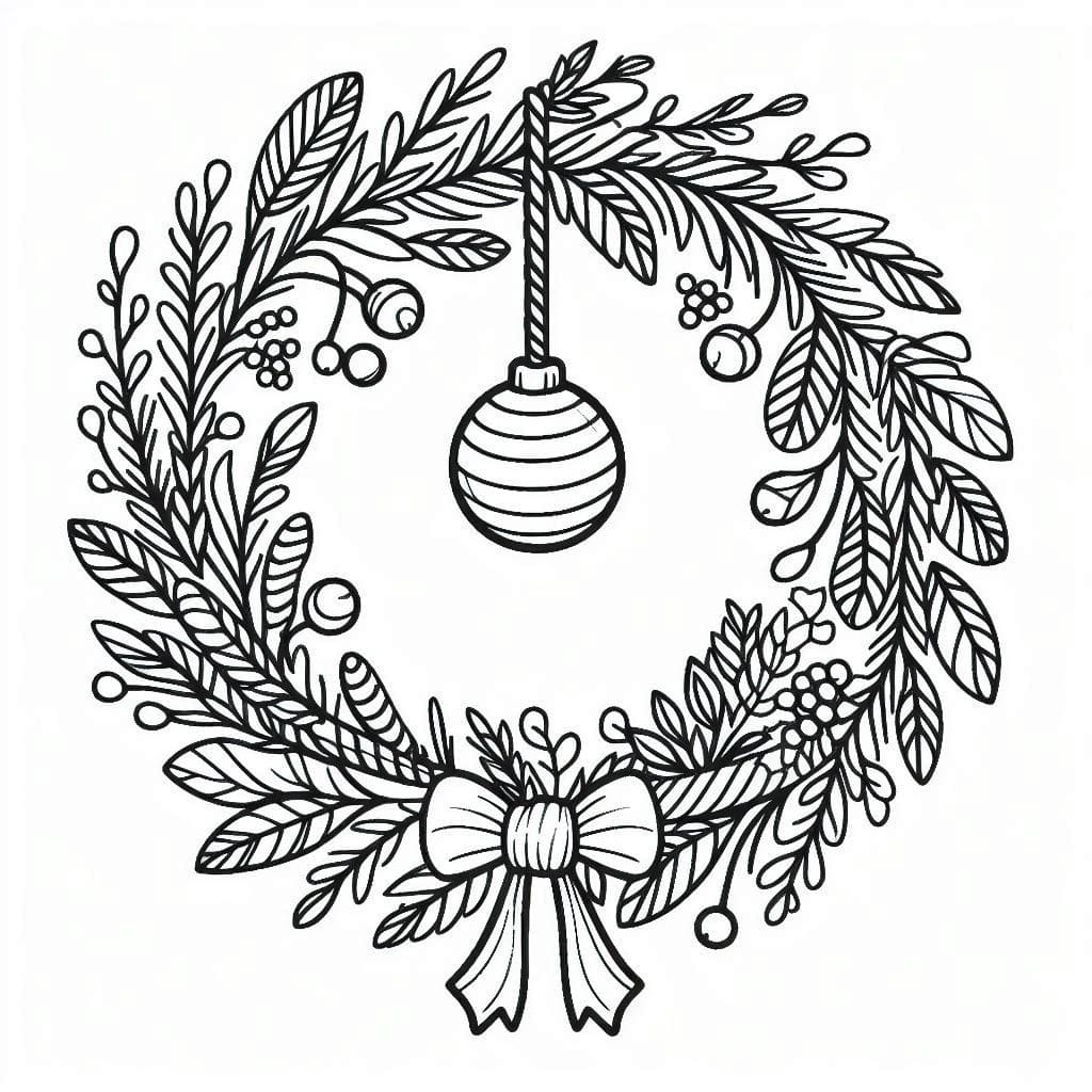 Desenho de Guirlanda de Natal para Crianças para Colorir