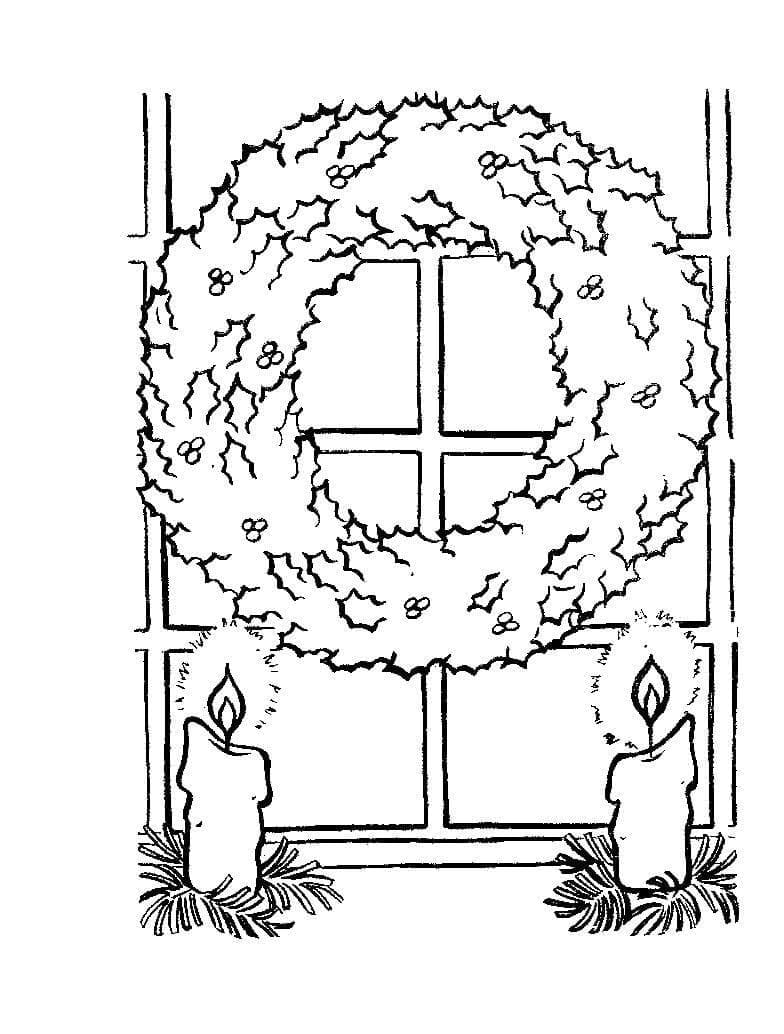 Desenho de Guirlanda de Natal com Velas para Colorir