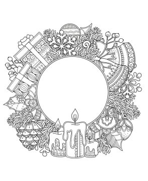 Desenho de Uma Guirlanda de Natal para Colorir