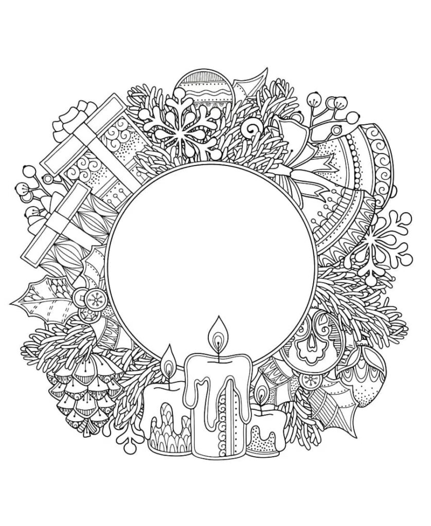 Desenho de uma Guirlanda de Natal para Colorir