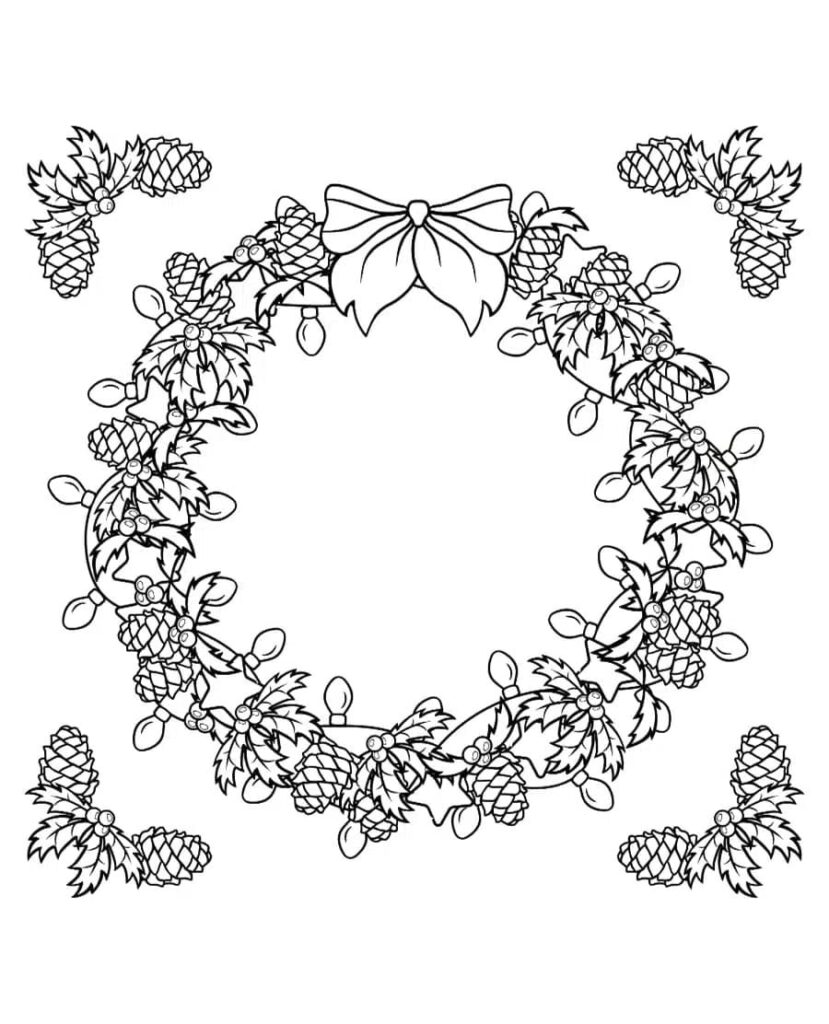 Desenho de uma Linda Guirlanda de Natal para Colorir