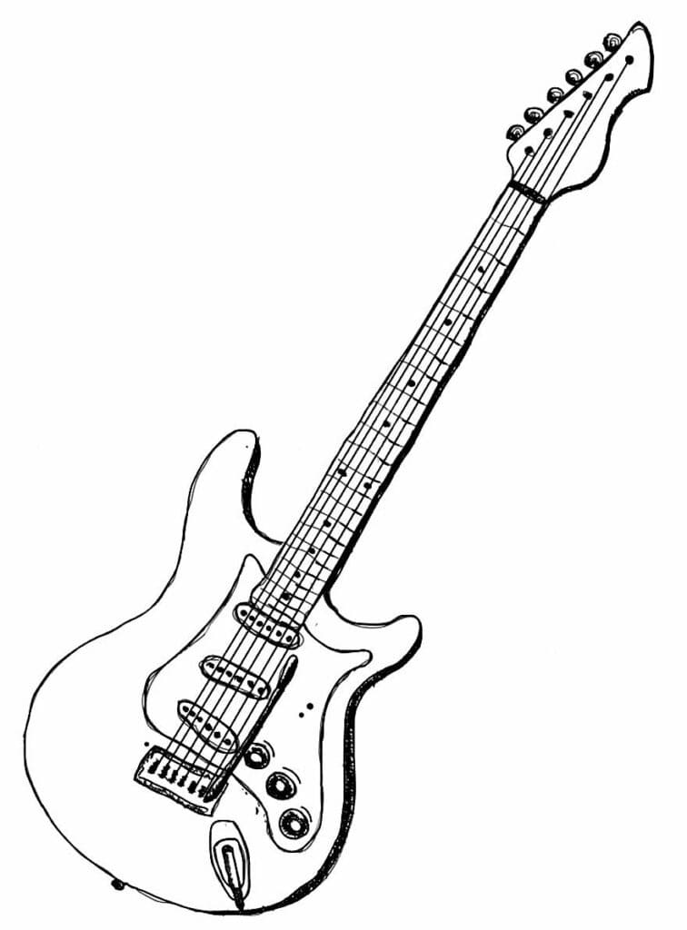 Desenho de Bela Guitarra Elétrica para Colorir