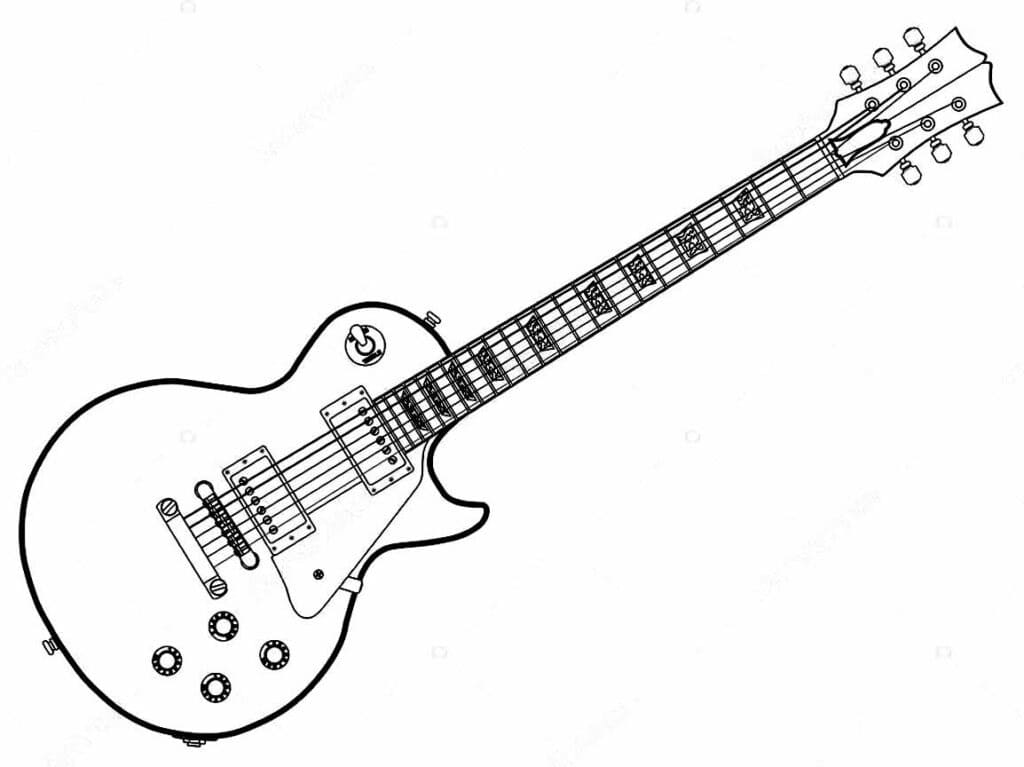 Desenho de Foto de Guitarra para Colorir