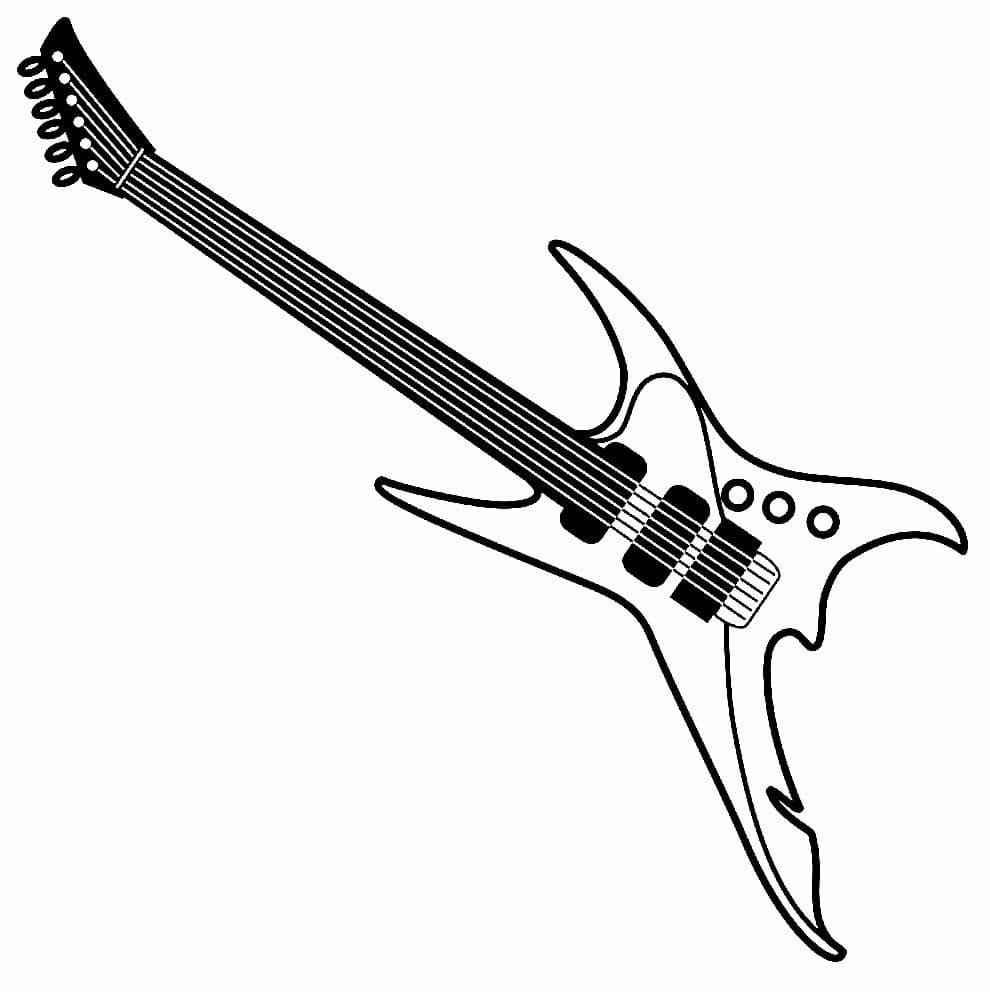 Desenho de Guitarra Elétrica Grátis para Colorir