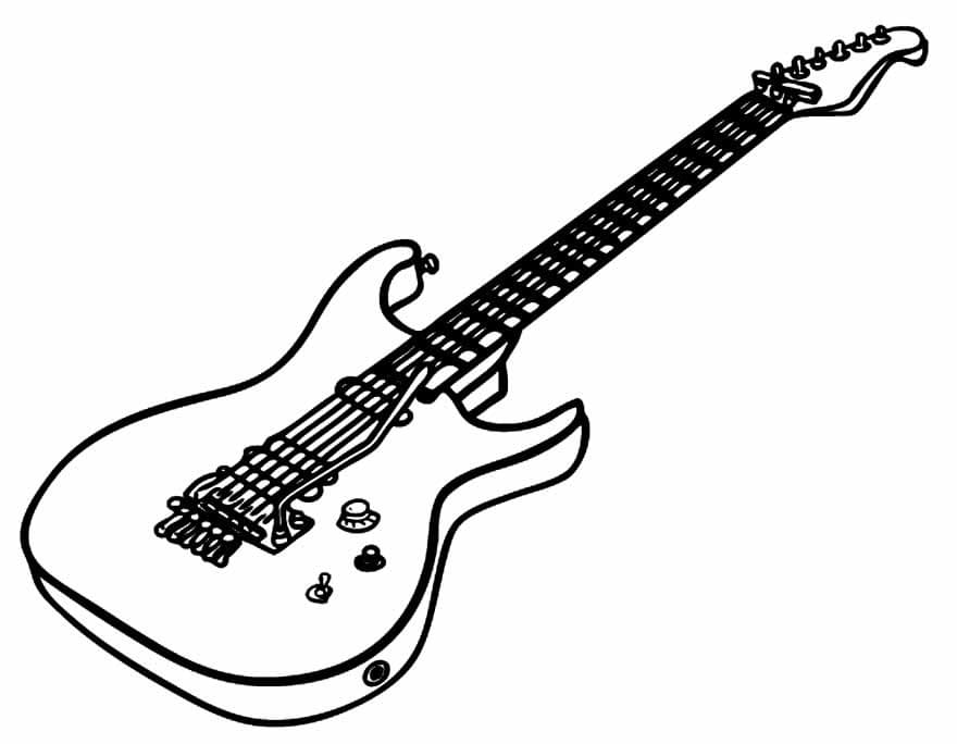 Desenho de Guitarra Grátis para Crianças para Colorir
