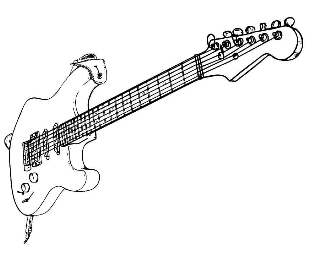 Desenho de Guitarra Grátis para Colorir