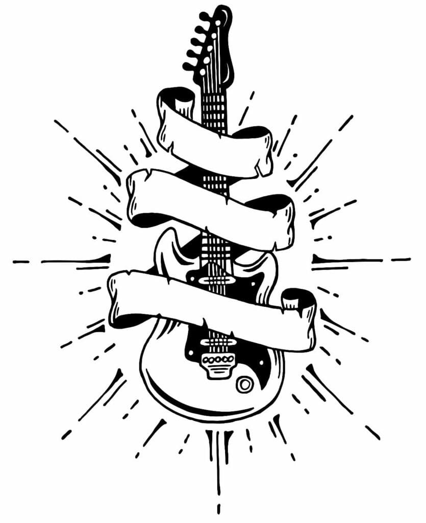 Desenho de Guitarra Imprimivel para Crianças para Colorir