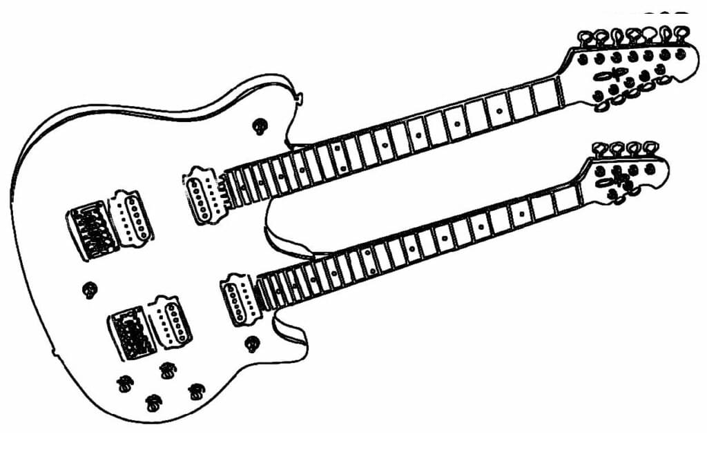 Desenho de Guitarra Imprimivel para Colorir