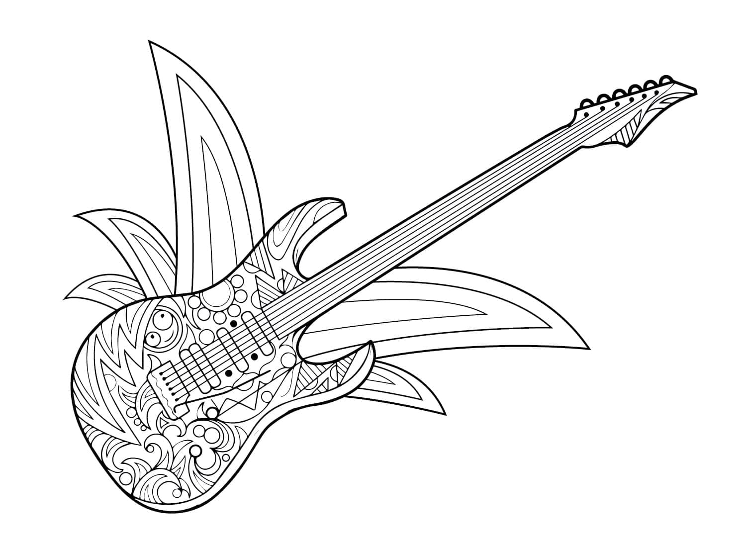 Desenho de Guitarra para Adultos para Colorir