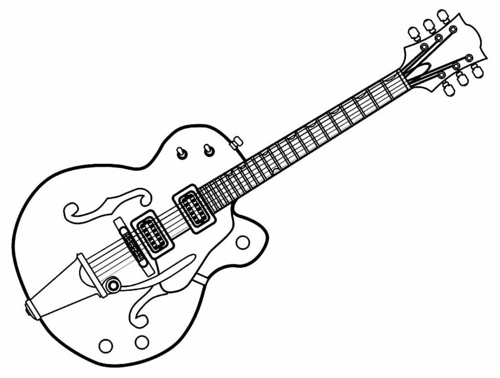 Desenho de Imagem de Guitarra para Colorir