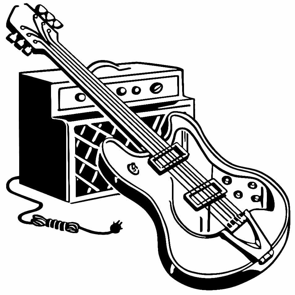 Desenho de Imprimivel Guitarra para Colorir