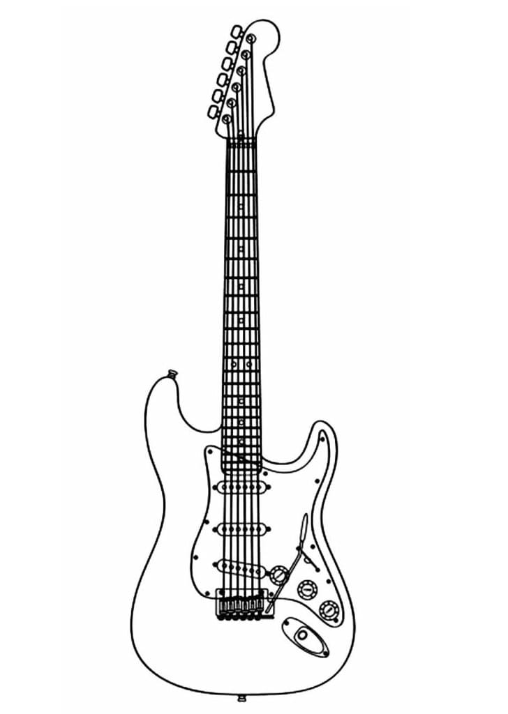 Desenho de uma Bela Guitarra Elétrica para Colorir