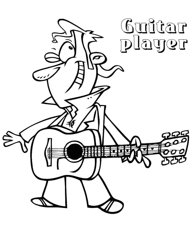 Desenho de Menino Guitarrista para Colorir
