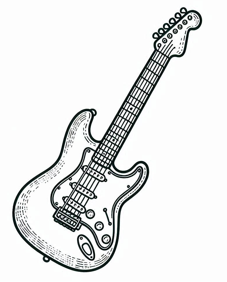 Desenho Guitarra Elétrica Incrível para Colorir