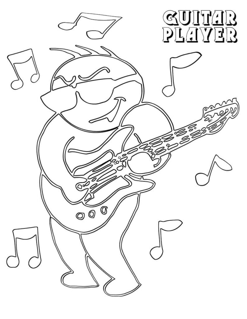 Desenho Guitarrista para Colorir