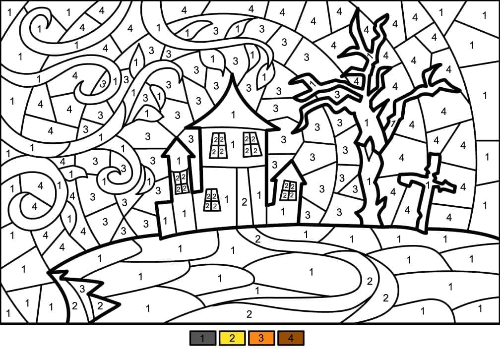 Casa Assombrada Colorir por Número