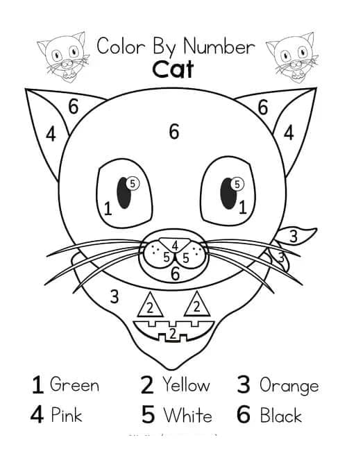 Gato de Halloween Colorir por Número