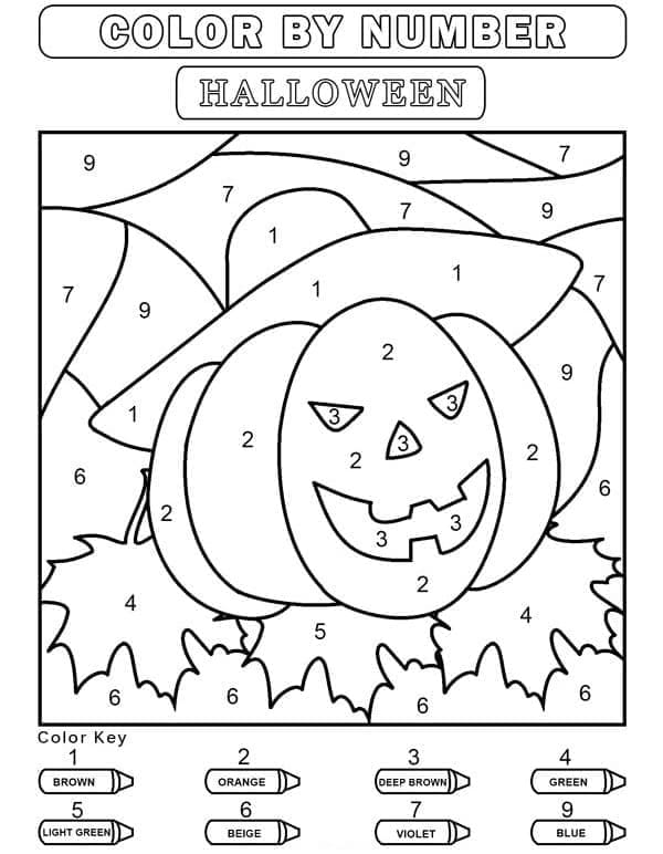 Uma Abóbora de Halloween Colorir por Número