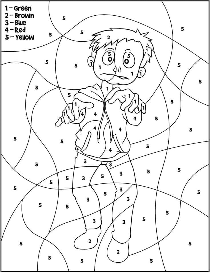 Zumbi do Dia das Bruxas Colorir por Número