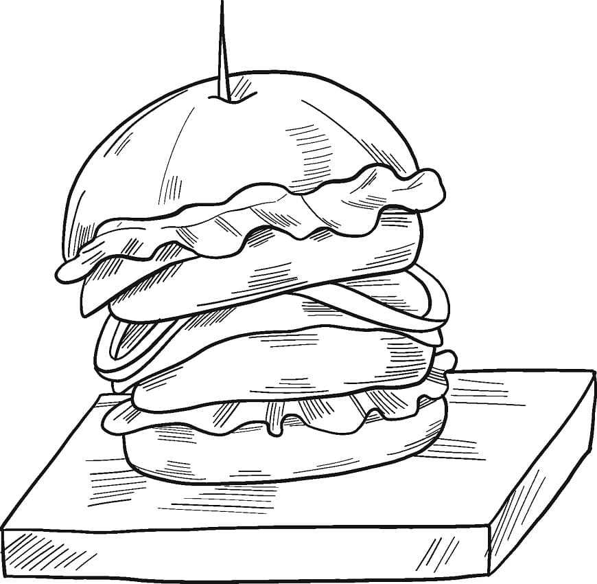 Desenho de Hamburguer Delicioso para Colorir
