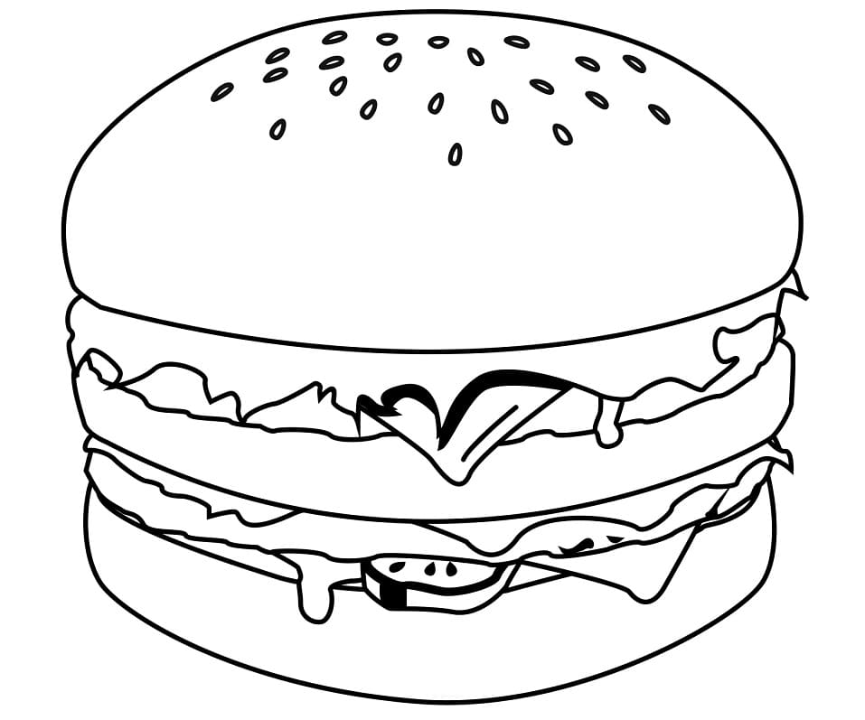 Desenho de Hamburguer Engraçado para Colorir
