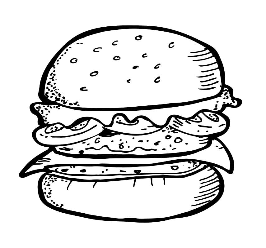 Desenho de Hamburguer Gigante para Colorir