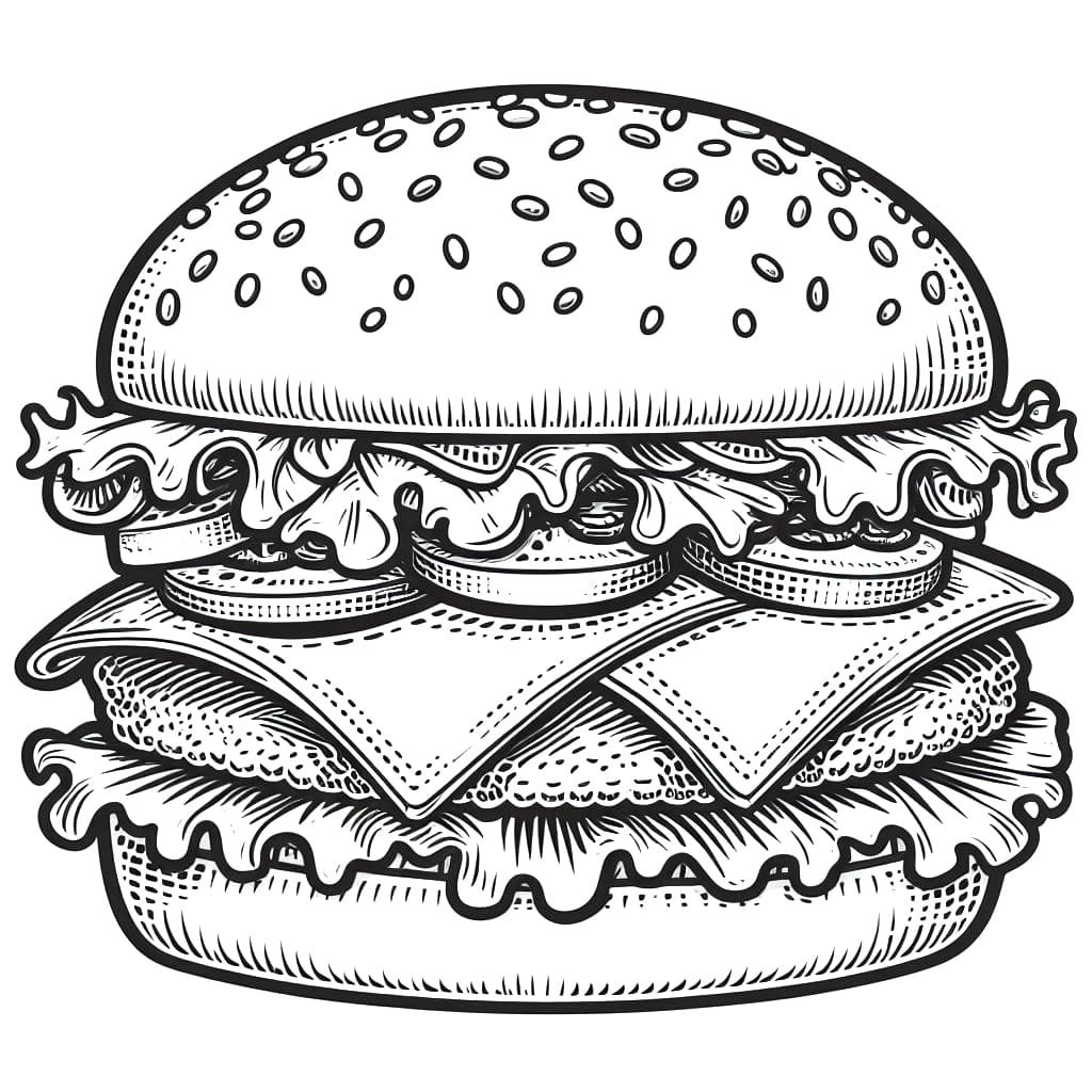 Desenho de Hamburguer Grátis para Colorir