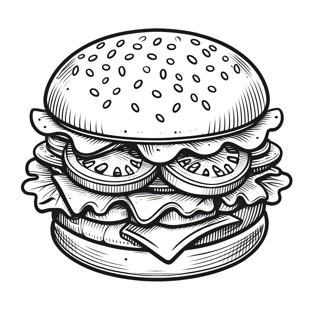 Desenho de Hamburguer Grátis para Crianças para Colorir