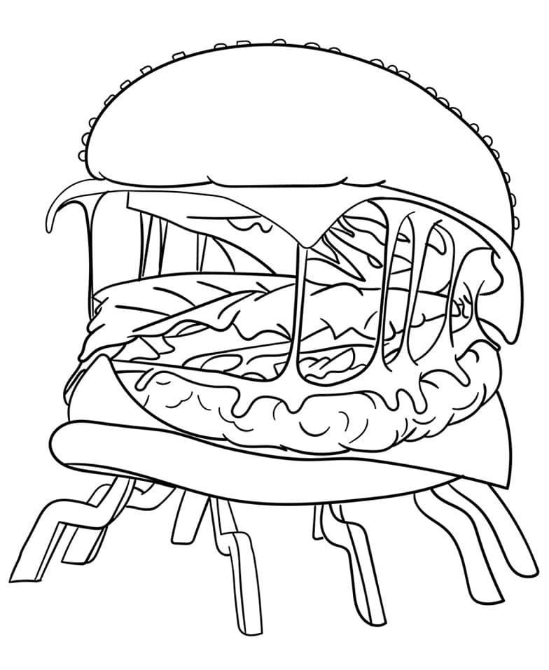 Desenho de Hamburguer Monstro para Colorir