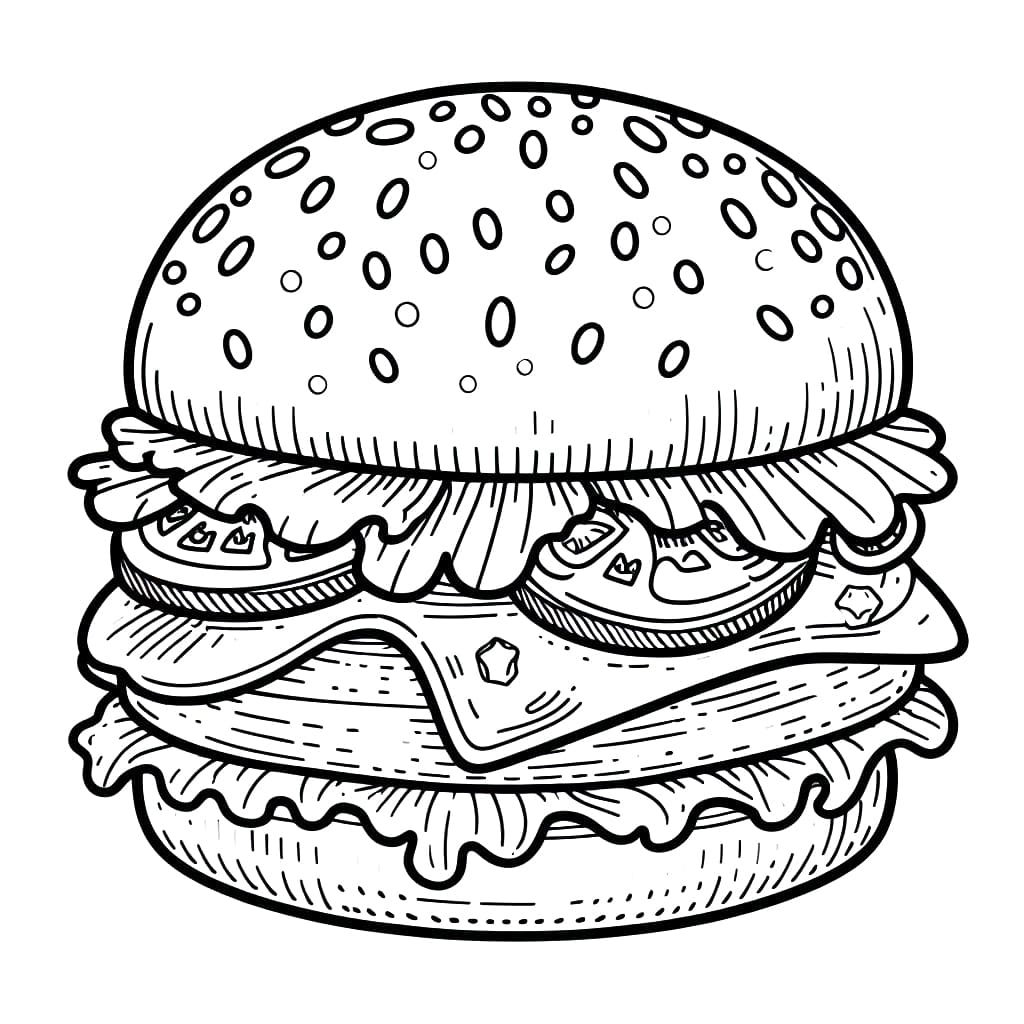Desenho de Hamburguer para Crianças para Colorir