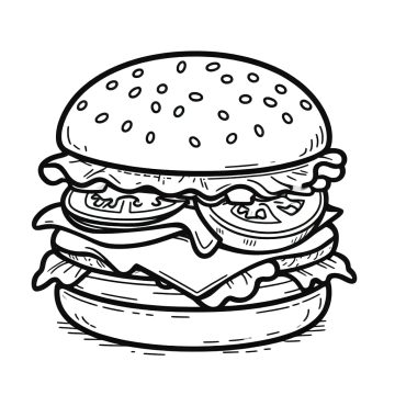 Desenho de Imagem de Hamburguer para Colorir