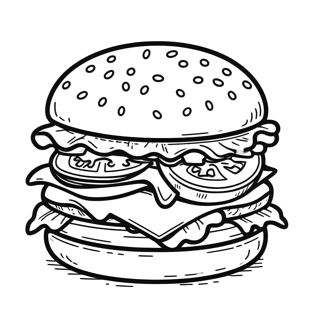 Desenho de Imagem de Hamburguer para Colorir