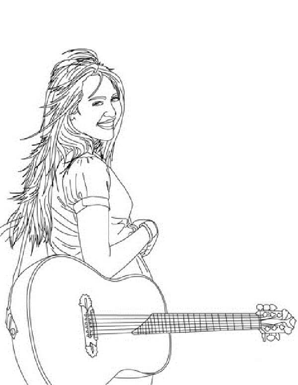 Desenho de Hannah Montana Cantando para Colorir