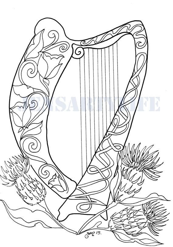 Desenho de Harpa Antiga para Colorir