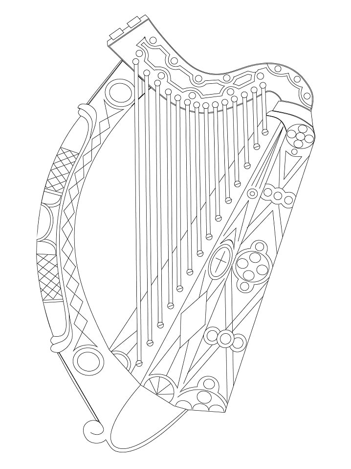 Desenho de Harpa Detalhada para Colorir