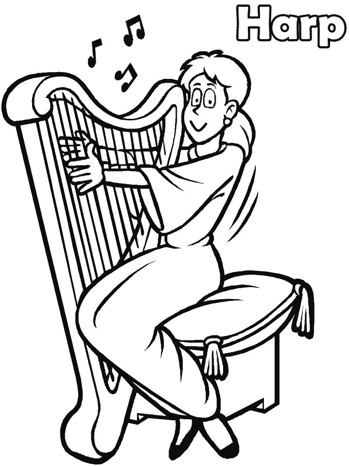 Desenho de Harpa para Colorir Download