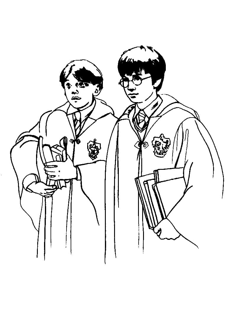 Desenho de Harry e Ron para Colorir