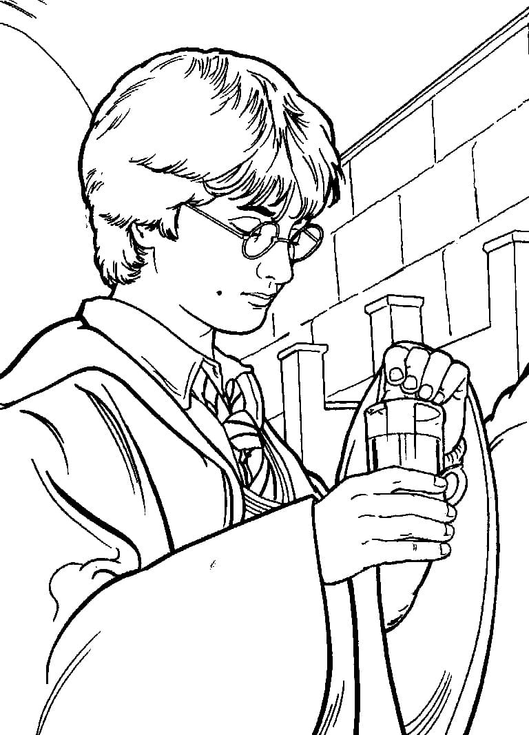 Desenho de Harry Potter e Hermione para Colorir
