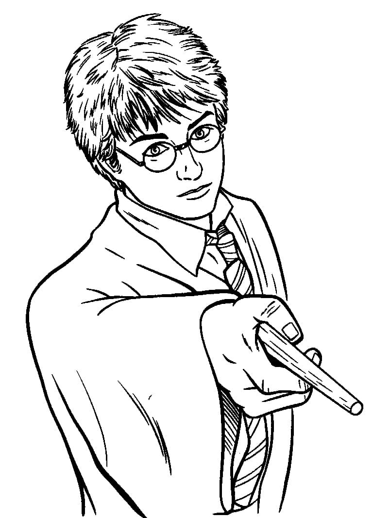 Desenho de Harry Potter em Duelo para Colorir