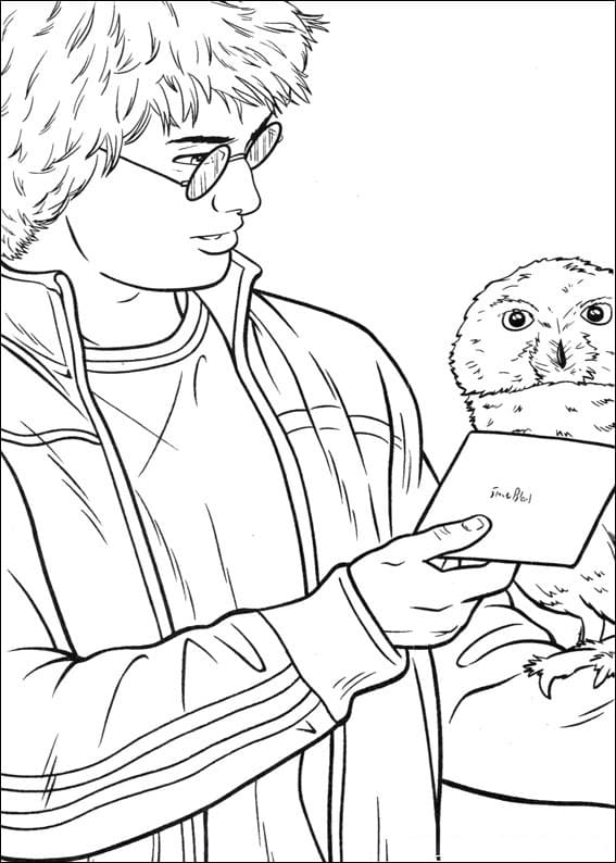 Desenho de Harry Potter em Hogwarts para Colorir