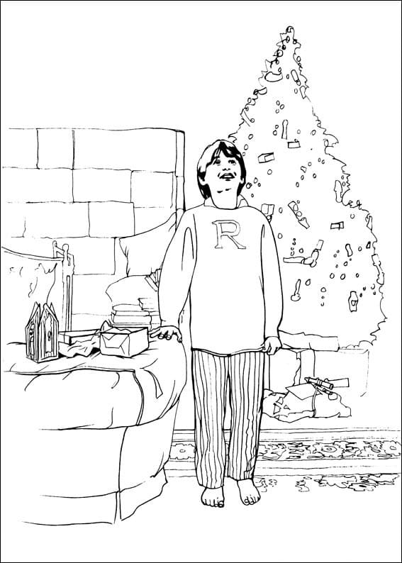 Desenho de Natal Ron Weasley para Colorir Grátis
