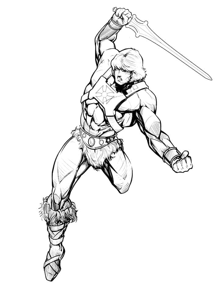 Desenho de He Man Atacando para Colorir