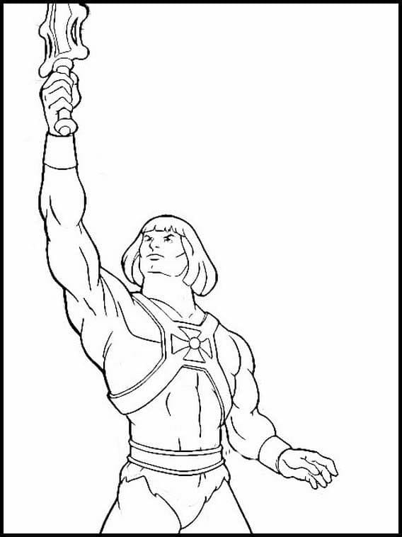 Desenho de He Man com Suá Espada para Colorir
