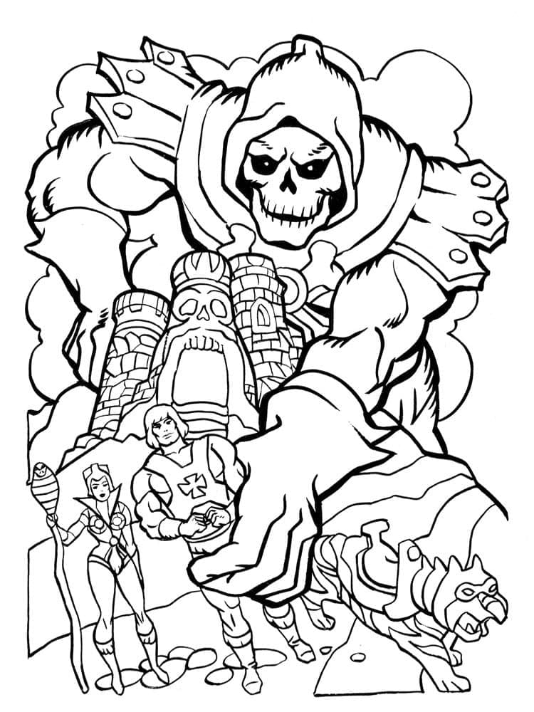 Desenho de He Man e Esqueleto para Colorir