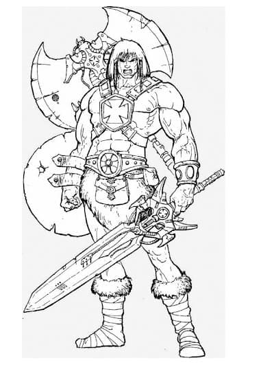 Desenho de He Man e Suas Armas para Colorir