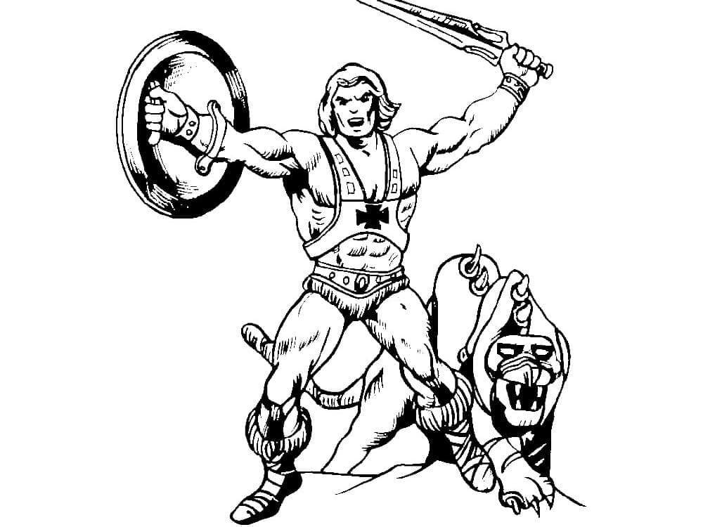 Desenho de He Man Está com Raiva para Colorir