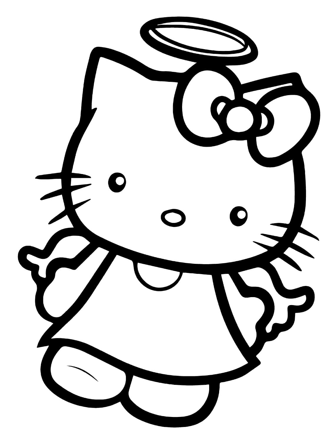 Desenho de Hello Kitty Anjo para Colorir